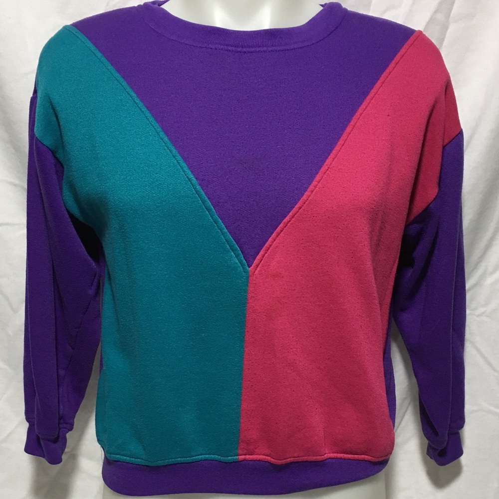 90’s Multicolor Pullover With Shoulder Pads